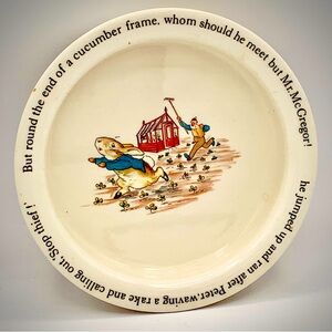 Wedgwood Peter Rabbit Plate - Cream with Blue and Red Accents